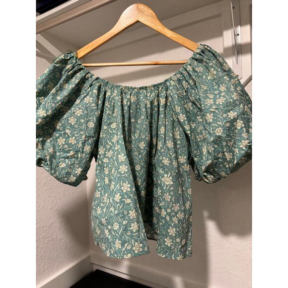 NWOT Tuckernuck Hyacinth House Green Floral Emmy Blouse Sz XS - Picture 2 of 5